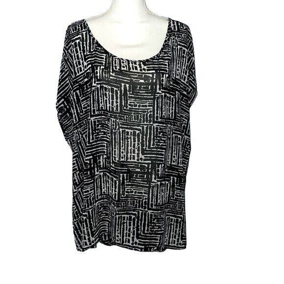 Torrid Size 3 Black White Sheer High Low Blouse Plus Size 3X Tunic Top - Picture 1 of 5